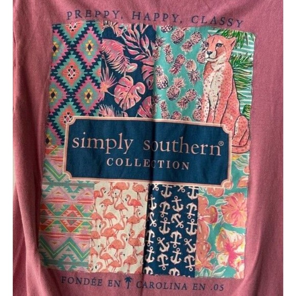 SIMPLY SOUTHERN "Preppy, Happy, Classy" Graphic Pink Small T-shirt. *COOL/NICE - Picture 4 of 6